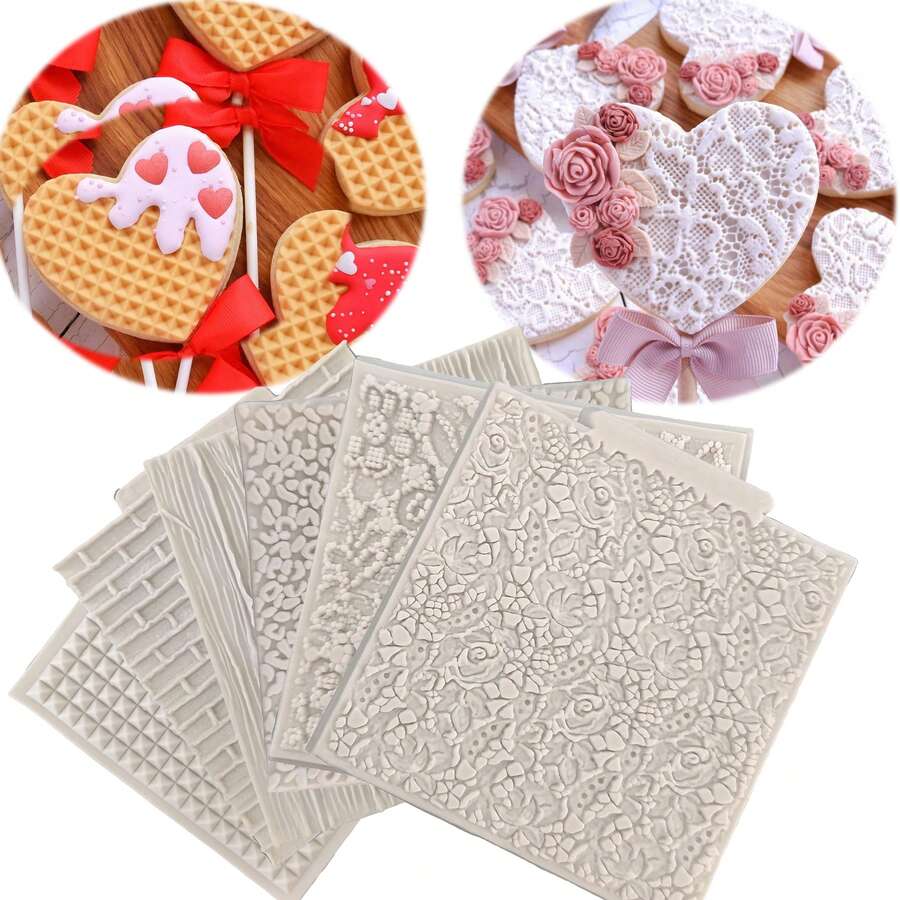 Lace Pad Silicone Mold DIY Handmade Prop Fondant Cake Decor Candy Mold Kitchen Tool Baking Tool Cupcake Top Decor Wedding Birthday Party Decor Reusable Mold