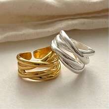 925 Silver 18K Gold Rings For Women Fashion Wedding Jewelry - 銀色 - 查看 4