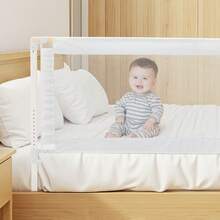 Bettgitter, Bettschutzgitter mit verstärktem Eisenrohr und Oxford-Stoff, Kinderbettgitter, Babybettgitter, Kinderbettschutzgitter, Rausfallschutz für Kinderbett, Etagenbett, 200 x 68-89 cm - 200 x 68-89 cm - Übersicht 1