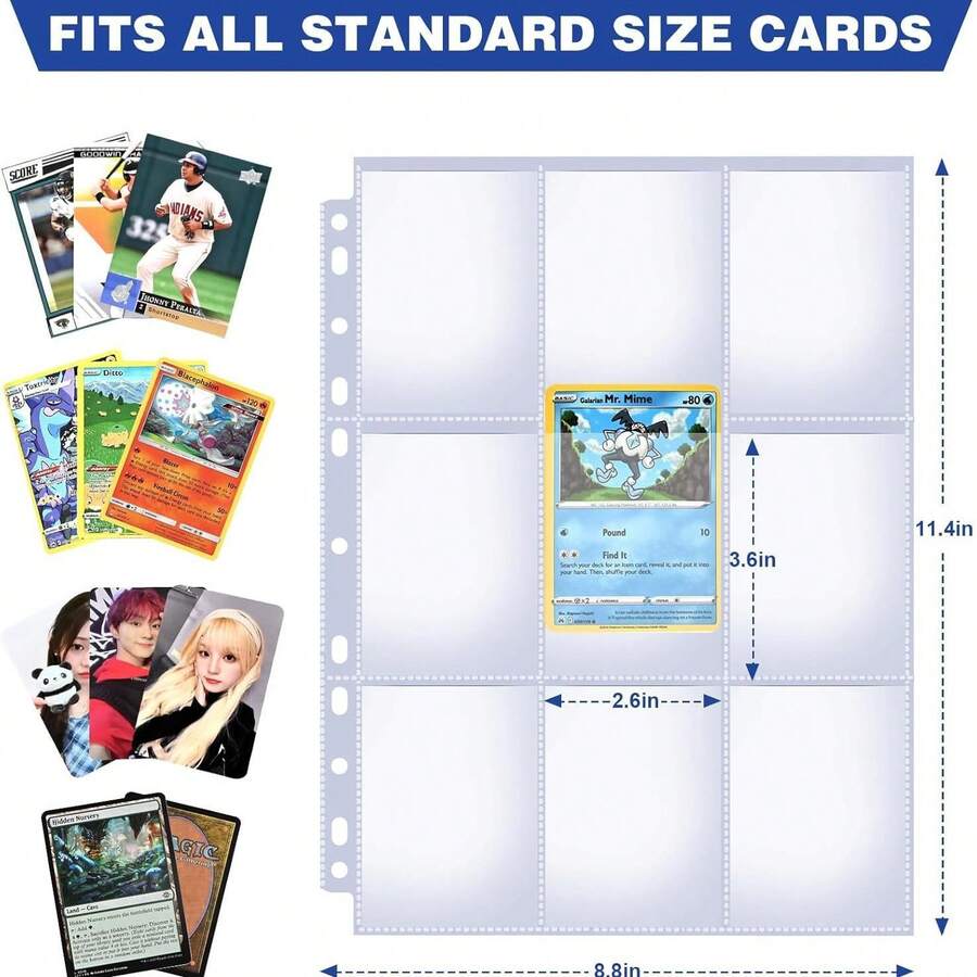 1 cái/50/9 ngăn đựng thẻ PP trong suốt hai mặt, trang bên trong, 11 lỗ đựng thẻ A4, ngăn hai mặt dùng cho thẻ giao dịch, thẻ trò chơi, thẻ tên. - Trong sáng - Xem 1