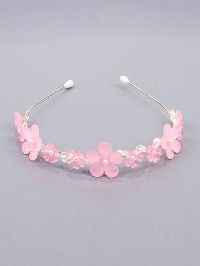 1pc Fairy Faux Pearl Flower Metal Headband, Sweet Decorative Girls' Hair Accessory, Hair Band, Hair Hoop, Spring & Summer, Hair Accessories, Hairband For Teens, Head Accessories, Suitable For Vacations, Daily Wear, Wedding Party, Flower Girl Hair Accessories.