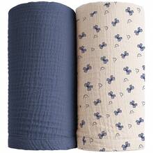 2pcs Multi-Color Muslin Baby Swaddle Blankets, Stroller Wind Cover Newborn Receiving Blankets, Baby Wrap Swaddle Towels - 多色A - 查看 12