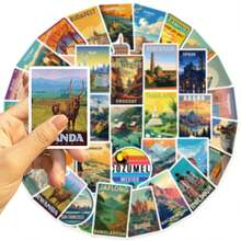 50Pcs Travel Stickers Luggage Stickers Country Stickers Outdoor Stickers Graffiti Stickers Vinyl Waterproof Stickers Aesthetic Laptop Sticker Pack Skateboard Stickers Water Bottle Stickers Notebook Stickers Scrapbook Supplies Scrapbooking - C - View 6