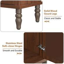 JOEMEY Sideboard Cabinet With 4 Embossed Doors And Adjustable Shelves - Brown - View 7