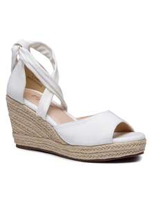 Comfyshoes Women's Rome Open Toe Espadrilles Platform Wedge Sandals - White - View 6