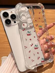 1个创意红色樱桃透明防震高屏手机壳，兼容苹果17 Pro Max/ 9 Pro XL/ Smart 8/ Hot 40i/ Spark 20/ Spark 20C/ Spark Go 2024/ G84/荣耀X9b/三星Galaxy S26 S25 S24 Ultra S24 Plus S24 FE S23 S22 S21 S20 A73 A72 - 無色 - 查看 2