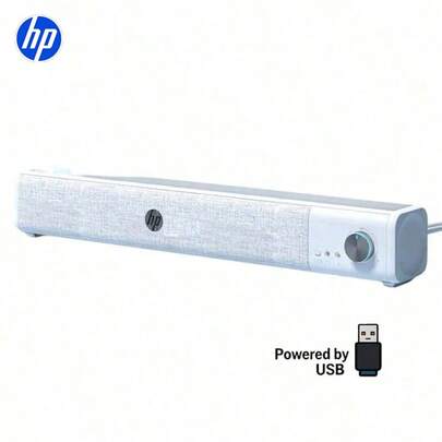  Barra de sonido para PC HP WS10 Pro con botón de silencio, jack integrado para auriculares y micrófono, sonido estéreo, funcionamiento por USB, entrada AUX de 3.5 mm para computadoras de escritorio - Negro