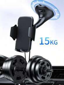 Universal Car Windshield Phone Mount – 360° Rotatable Suction Cup GPS Holder With 15KG Strong Suction & Auto Clamp – One-Hand Operation Smartphone Stand For Car Windshield, Dashboard – Fits All Phones - A - View 11