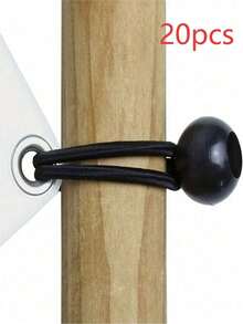 5 piezas/10 piezas/50 piezas/100 piezas Cuerda elástica para tienda de campaña de exterior, Cuerda elástica con bola de plástico, Hebilla de cuerda elástica, Cuerda elástica de trampolín de red de playa, Utilizada para fijar la tienda de campaña y el mástil - Negro - Ver 9