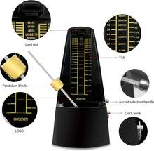 HOSEYIN Mechanical Metronome, Universal Metronome For Piano, Guitar, Violin,Drums And Other Instruments (Classic Black) - ColorA - View 4