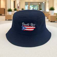 1pc Puerto Rico Flag2026 New Arrival New Product Retro Fisherman Hat Unisex Various Colors Available Polyester Suitable Hiking Suitable Sports Outdoor With Fashionable Print Hop Any Occasion - 黑色 - 查看 7