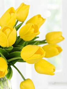 5pcs Exquisite Realistic White Artificial Tulip Bouquet - Perfect For Bedroom, Living Room, Wedding, Party, Valentine's Day, Father's Day, Graduation, Mother's Day, Easter Decor & Gifts For Girlfriend - Yellow - View 9