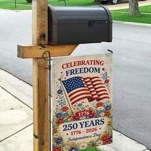 Vintage Patriotic 250th Anniversary Garden Flag, American Flag With Wildflowers Yard Banner, All-Weather Polyester 4th Of July Decor - 12*18英寸 - 查看 11