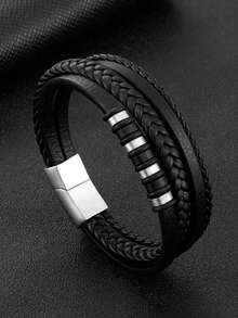 1件新款男士时尚朋克风多层PU皮手链休闲街头派对饰品 - 時尚 - 查看 4