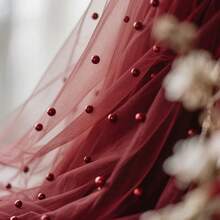 Bohemian Style Table Runner With Pearls, Suitable For Wedding Party, Baby Shower, Wedding Dessert Table Decor - Burgundy - View 2