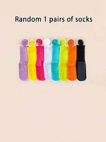 1/3/5pcs Women's Adjustable Rainbow Color Non-Slip Silicone Yoga Socks, Suitable For Pilates, Ballet, Home Workout - Multicolor - View 7