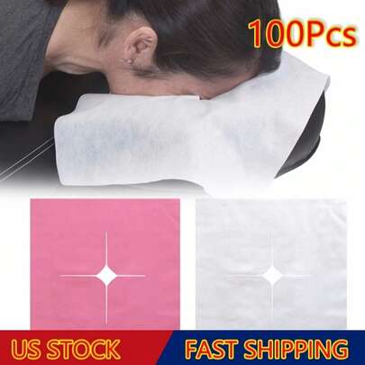 100 chiếc vỏ gối dùng một lần để úp mặt xuống, bộ hỗ trợ mặt dùng một lần, vỏ gối đầu giường massage siêu mềm không dính, thích hợp cho bàn massage, giường nối mi, giường spa, bàn điều trị xăm thẩm mỹ.