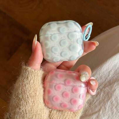 Estuche para auriculares con estilo minimalista coreano en rosa y azul con salpicaduras y círculos, adecuado para AirPods Pro 3, nuevo Pro 2, lindo Apple 4 minimalista 3 personalizado 1/2 generación estuche para auriculares para niñas