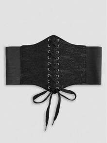 1 chiếc corset ren màu đen kiểu cung đình gợi cảm dành cho nữ, thích hợp cho lễ hội Halloween, lễ hội hóa trang hoặc mặc hàng ngày. - màu đen - Xem 2