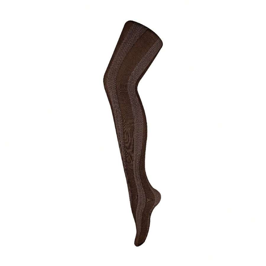 Sock Snob Sock Snob - Ladies Thick Coloured 80 Denier Opaque Patterned Winter Fashion Tights - 條紋棕色 - 查看 1