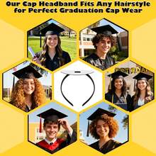 1 PCS Upgraded Graduation Cap Headband, Graduation Cap Band With Adhesive Felt & Hook-And-Loop Fasteners,Hair Band Hat Accessories Graduates - 1pcs - 查看 8