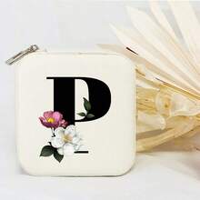 个性化首字母伴娘首饰盒 个性化花卉旅行首饰盒 婚礼新娘派对礼物 - 白色 - 查看 55