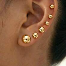 40 piezas Nuevo conjunto de aretes de perlas doradas pequeñas de moda - Dorado - Ver 3