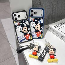 This Disney Mickey Mouse Pattern Lanyard Phone Case Features A Strong Magnetic Closure And Full Coverage Of Acrylic And TPU Material. It's Shockproof, Lightweight, And Suitable For IPhone17/16/11/13/15/15 Plus/15 Pro/15 Pro Max/12/14 Pro Max/11 Pro Max/12 Pro/12 Pro Max/13. It's A Popular Birthday Gift, Business Gift, Durable, Stain-Resistant, And Fingerprint-Resistant New Phone Case For Men And Women. It Also Includes A Mickey Mouse Phone Case And Mickey Mouse Doll Bracelet. Compatible With SamsungGalaxy S20, S21, S22, S23, And S24 Series. It's The Perfect Gift For Friends And Family. This Stylish Phone Case Is Fun, Lightweight, And Durable. IPhone17 Pro Max Phone Case, Minnie Phone Case. - màu đen - Xem 2