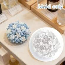 1个3D多花硅胶模具，适用于树脂和肥皂 - 3D喷雾玫瑰设计，高品质模具，适用于珠宝、蜡烛、粘土、家居工艺品，硅胶模具（不含成品） - 多花簇模具 - 查看 7