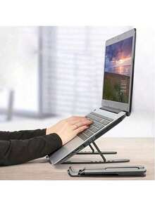 Laptop Stand 10-Levels Angles Adjustable Computer Stand- Compatible With All Laptops And  Height Adjustable Portable Laptop Stand -Extra Large Foldable Computer Stand For Desk - Ergonomic,Tablet Phone Stand  Stand Holder - 粉紅色 - 查看 4