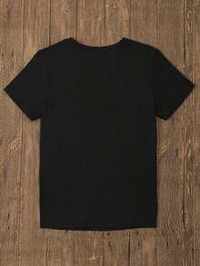 Graphic T-Shirt With Dreamcatcher And Butterfly Motif For Women Summer Outfit. - Black - View 2