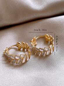 一对优雅几何麦穗耳环，奢华铜质时尚耳环，适合女性日常、节日、派对等场合佩戴。 - 幾何 - 查看 5