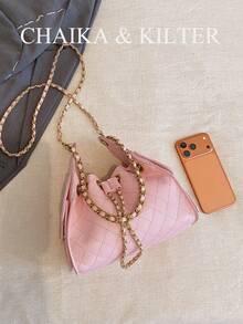 Nuova borsa a secchiello di moda portatile, design unico di , borsa a tracolla con catena, texture minimalista, borsa a tracolla elegante e affascinante, adatta per lo shopping, appuntamenti e altre occasioni - Rosa - Visualizzare 6