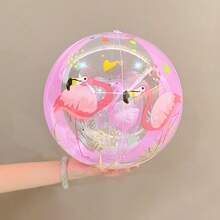1pc Transparent Inflatable Ball, PVC Colorful Transparent 3D Beach Ball, Inflatable Pool Toy, Flamingo, Octopus, Dinosaur, Wave Unique Pool Ball, Underwater Party Decor, Suitable For Family Gathering, Party, Pool - Multicolor - View 11