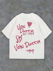 Women's Fashion Casual T-Shirt1pcs Women's Double-Sided Printing Von Dutchh Heart Logo With Key And Year 1999 Fabric Soft & Skin-Friendly Unisex Style Gifts For Spring Festival, Valentine's Day, St. Patrick's Day & World Cup-Van Dutch Dragon Print Women T Shirt Classic Americana Style Graphic Tee,Summer Outfits,Vacation Outfits Women,Summer Outfits For Women,Spring Outfits For Women,Summer Tops,St Pattys Day Outfit,Easter Outfit WomenWomen's Summer Print T-Shirts - 白色 - 查看 4