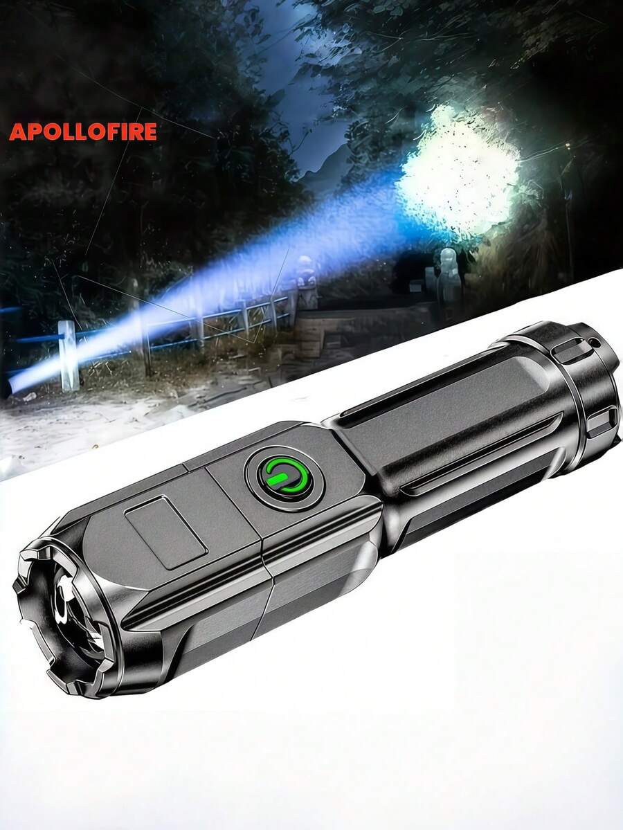 1pc/2pcs Ultra Bright LED Flashlight, Portable Adjustable Focus Flashlight, Rechargeable High Power LED Flashlight, Multi-Function, Telescopic Zoom, Suitable For Outdoor And Home, Camping, Travel, Travel Essential