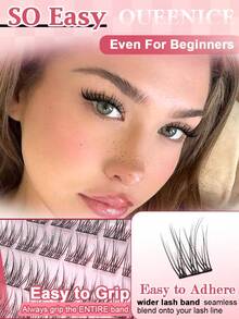 Queenice 144pcs D-Curl Natural Eyelash Extension Set, 8-14mm Soft & Thin Individual Cluster Lashes, Reusable Handmade Lightweight Comfortable Airy Lashes, Suitable For Daily Makeup, Dating, Wedding, Party, Holiday Gift And DIY - D - View 6