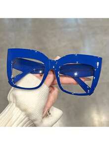 Retro Style Oversized Eye Frame - Transparent Gradient Lenses,  Light Material, Lightweight And Durable Design, Suitable Men And Women, Party, Formal Occasions And Daily Accessories, Retro Glasses, Gradient Colors ZDIY - 紅色的 - 查看 2