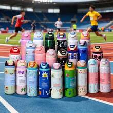 OWALA New 24OZ Stainless Steel Insulated Water Bottle With Straw, Suitable For Sports, Travel And School Activities. This Water Bottle Can Keep Water Temperature For Over 24 Hours, With Good Sealing, Portable, And Flip-Top Design, Perfect For Holding Cold And Hot Drinks, Coffee And Iced Beverages. - 彩色 - 查看 3