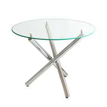 Round Dining Table With Tempered Glass Top And Metal Legs, Coffee Table, Modern And Minimalist Dining Table, 80 * 80 * 76 Cm - Transparent + Silver - View 12