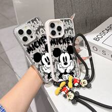 This Disney Mickey Mouse Pattern Lanyard Phone Case Features A Strong Magnetic Closure And Full Coverage Of Acrylic And TPU Material. It's Shockproof, Lightweight, And Suitable For IPhone17/16/11/13/15/15 Plus/15 Pro/15 Pro Max/12/14 Pro Max/11 Pro Max/12 Pro/12 Pro Max/13. It's A Popular Birthday Gift, Business Gift, Durable, Stain-Resistant, And Fingerprint-Resistant New Phone Case For Men And Women. It Also Includes A Mickey Mouse Phone Case And Mickey Mouse Doll Bracelet. Compatible With SamsungGalaxy S20, S21, S22, S23, And S24 Series. It's The Perfect Gift For Friends And Family. This Stylish Phone Case Is Fun, Lightweight, And Durable. IPhone17 Pro Max Phone Case, Minnie Phone Case. - 黑色 - 查看 4