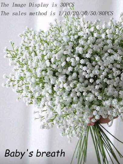 2/30/60pcs Artificial Baby's Breath Flowers - Handmade Realistic Floral Bouquet, Suitable For Home, Outdoor Patio, Garden Decor, Wedding, Party, Birthday Decoration