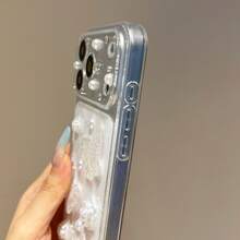 1 chiếc ốp lưng điện thoại hình bướm hoa trà 3D lấp lánh, hiệu ứng cát chảy, tương thích với iPhone 17 Pro Max, 17, 16, 15, 14, 13, 12, 11 Pro/Pro Max, chống rơi vỡ. - trắng - Xem 5