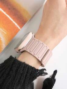 1条磁性硅胶表带，兼容 44mm、45mm、49mm、46mm、42mm、41mm、40mm、38mm，男女通用，单圈表带，硅胶表带，适用于 Series 11、10、9、8、7、6、5、4、3、SE、2代、Ultra。 - 粉紅配玫瑰灰 - 查看 3