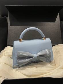 New Minimalist Handbag, Fashionable Bow Design, Niche Chic, Versatile Shoulder/Crossbody Bag - Blue - View 10
