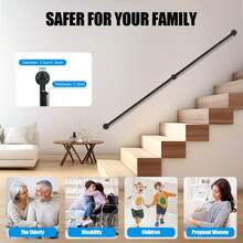 Handrails For Stairs Metal Stair Handrail Hand Rails For Elderly Wall Mount Non-Slip Stair Rods Industrial Pipe Handrail Safety Handle For Outdoor Indoor, Black - Black - View 2