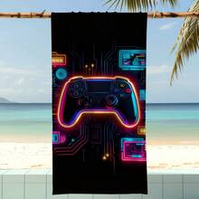 1pc Game Controller Design Beach Towel, Extra Large Microfiber Beach Blanket, Super Absorbent Bath Towel, Suitable For Travel, Swimming Pool, Diving, Surfing, Yoga, Camping, Available In Multiple Sizes, Beach Accessories - Game Controller - View 6