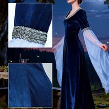 Women's Retro Lace Bell Sleeve Magic Fairy Dress - Full-Length Chiffon & Lace Gown Suitable For Cosplay, Stage Costumes, Wedding Guest Dresses, Photo Shoot Outfit - Elegant Special Line (Hand Washable Solid Color) - Màu Đỏ Sâu - Xem 2