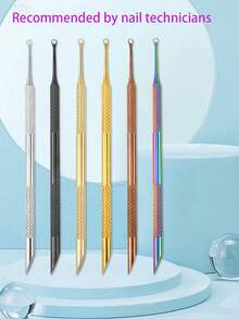 1 cái dụng cụ đẩy và cắt biểu bì hai đầu bằng kim loại màu bạc, chất lượng salon, làm bằng thép không gỉ, dụng cụ cạo sơn gel móng tay và móng chân bền bỉ, chuyên nghiệp, dùng để làm sạch móng tay và móng chân. - Nhiều màu - Xem 8