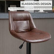 Set Of 2 Bar Stools, Height Adjustable Counter Stools With Backrest, Bistro Swivel Stools Made Of Brown Faux Leather, Ideal For Kitchen And Bar. - Brown - View 8